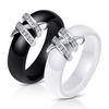 6MM Black White Dual X Diamond Ring Titanium Steel Ceramic Stainless Steel Creative Jewelry