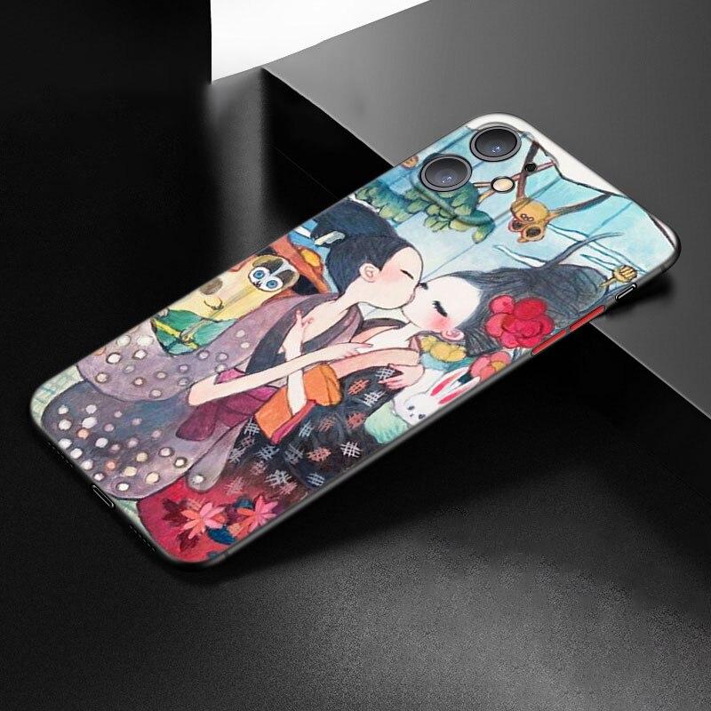 Aya Takano Phone Case For Apple iPhone 12 13 Mini 11 Pro Max XR X XS MAX 8 7 6S 6 Plus SE 5S 5 2020 Soft TPU Black Cover