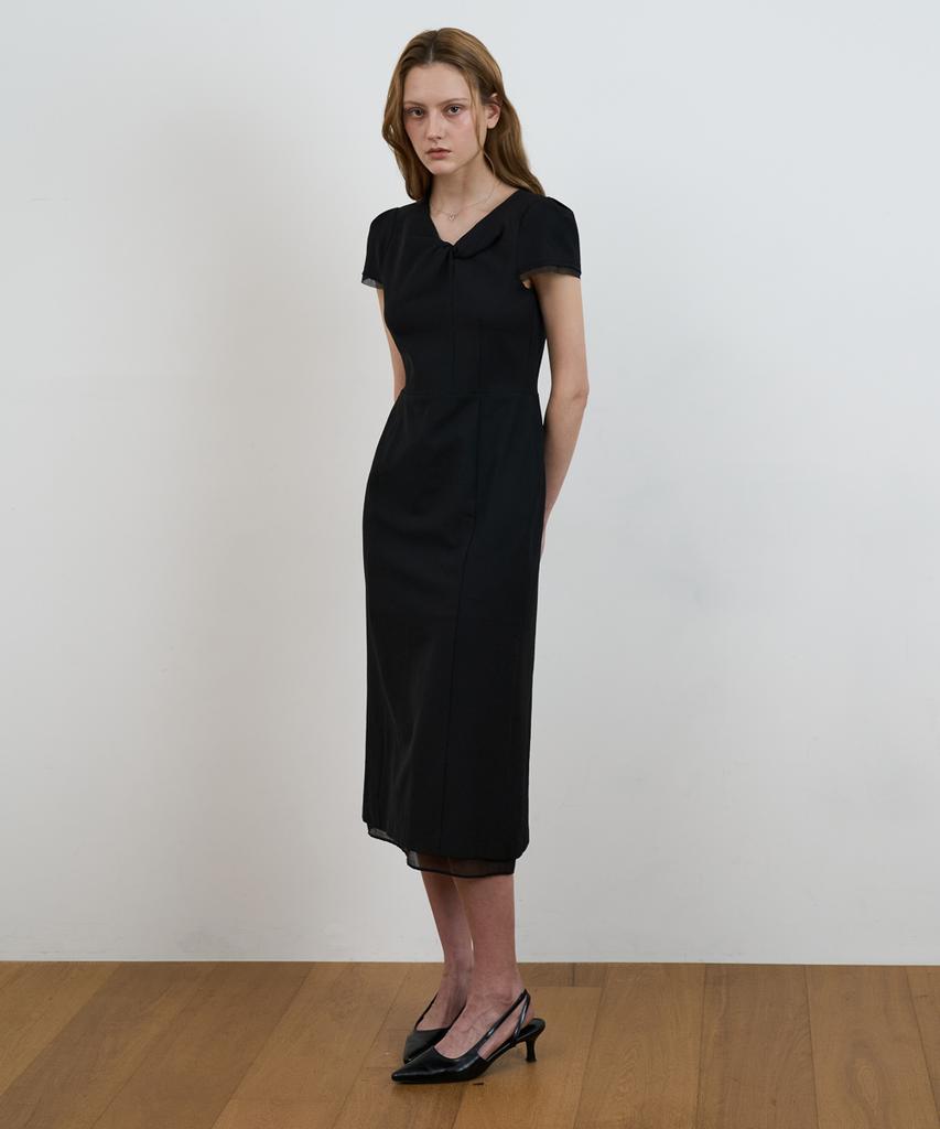 DEHEVE Twist Layered Long Dress [Black]