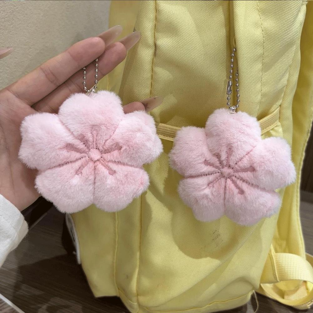 Sakura Series Plush Keychain Soft Bag Pendant Kawaii Key Ring Cherry Blossom Healing Doll Pendant Backpack Decoration Gift Toys