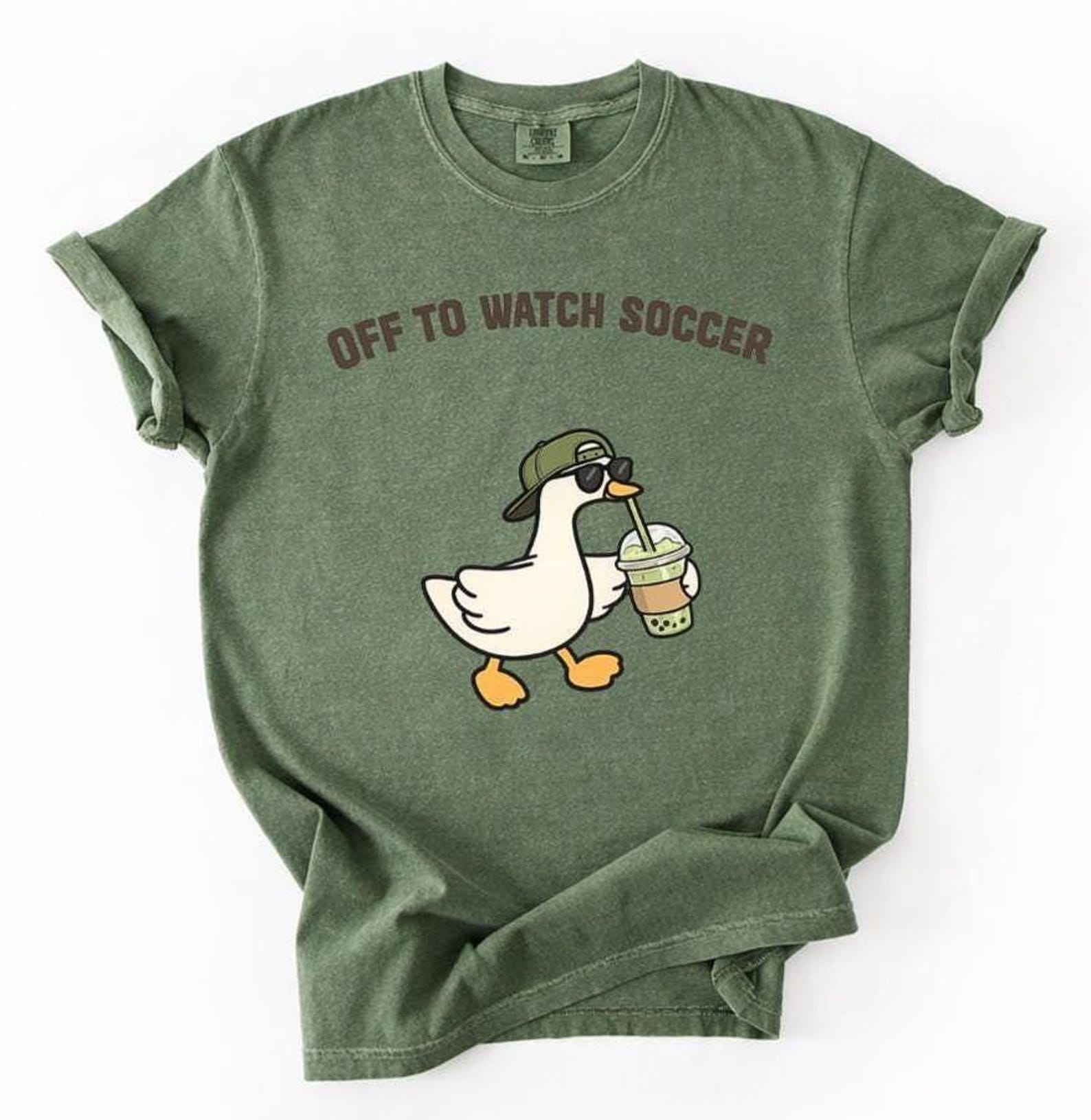 Off To Watch Soccer Goose Shirt, Comfort Colors Soccer T-shirt, Soccer Mothers Day Gift, Funny Soccer Mom Shirt, Goose Drinking Iced Tee S