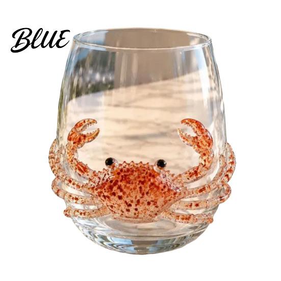 Bicchiere Acqua Stile Costiero Decorativo Polpo Bicchiere di Vetro Balene Oceaniche Cavallucci Marini Granchi Meduse Cocktail per Casa Vetro Creativo Vino Caffè Bar,