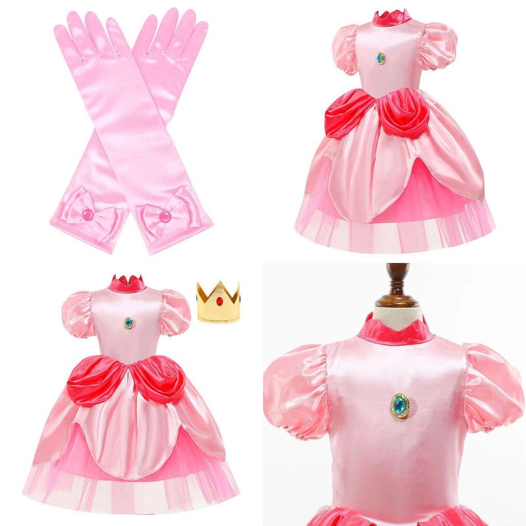 Rozkošný kostým šatů princezny Peach pro děti Ideální na Halloween a hraní rolí