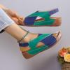 Women's Summer Cross-Border Platform Sandals - Plus Size, Open Toe, Thick Sole, Magic Tape Closure, European & American Style (Size 43)