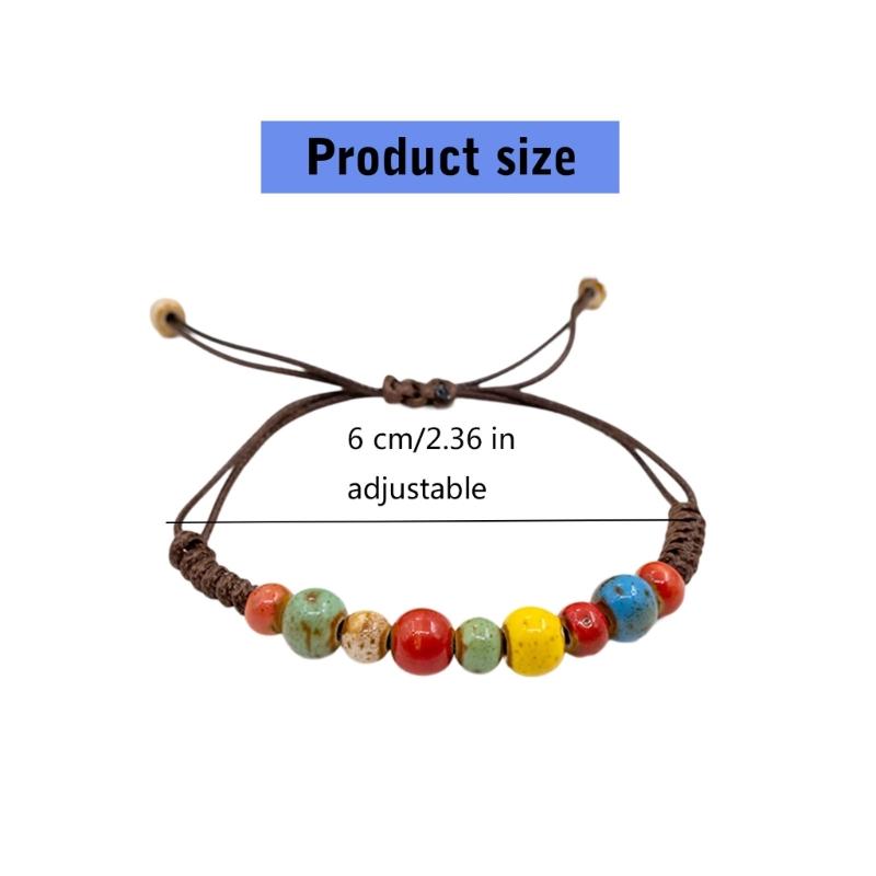 Big Eye Cat Bracelets for Women Men Sweet Cool Heart Ceramic Beaded Bracelet Adjustable Braided Rope Aesthetic Party Jewelry