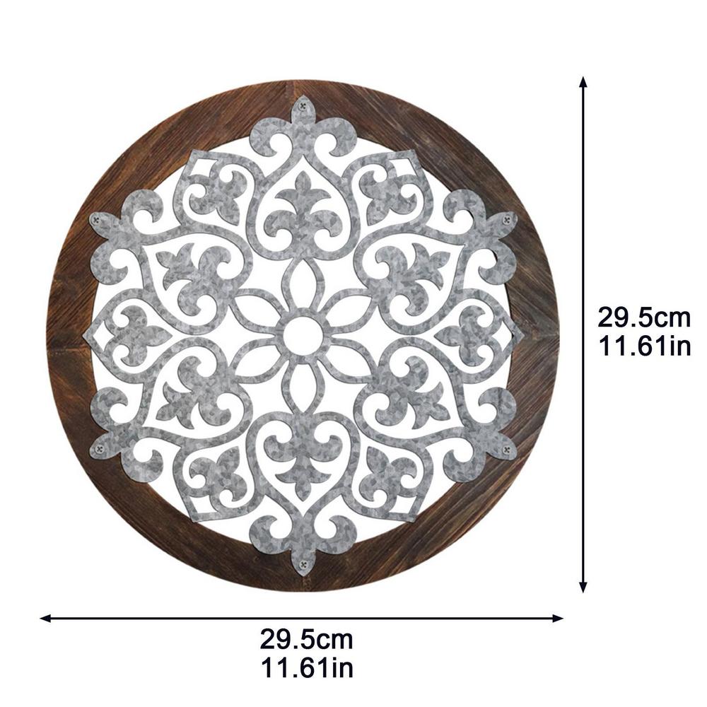 Pogrubiona Rustykalna Dekoracja Ścienna Okrągła Rzeźbiona Kwiatowa Boho Art Dekoracja Okrągła Rustykalna Sztuka Ścienna Nowoczesna Dekoracja Do Sypialni Łazienki