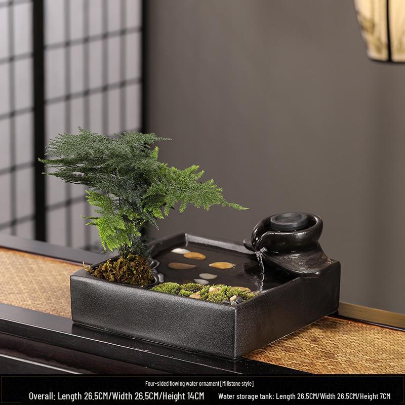 Ceramic Flowing Water Fountain: Wealth-Attracting Desktop Ornament for Living Room & Office Decor