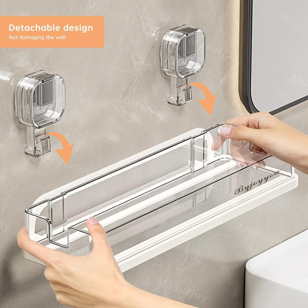1PC Kitchen Non-punching Suction Cup Rack Wall-mounted Seasoning Rack Home Pot Cover Knife Holder Wall Storage Rack