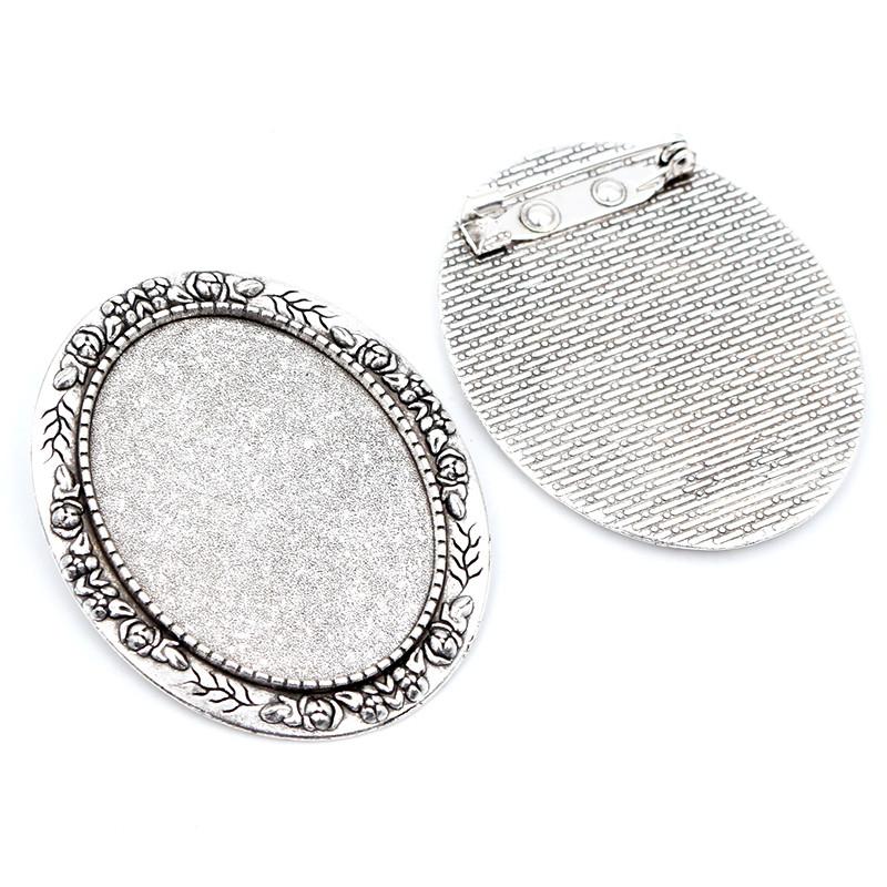 New Fashion 5pcs 30x40mm Inner Size Antique Silver Plated Gold Color Bronze Black Pin Brooch Simple Style Base Setting Pendant
