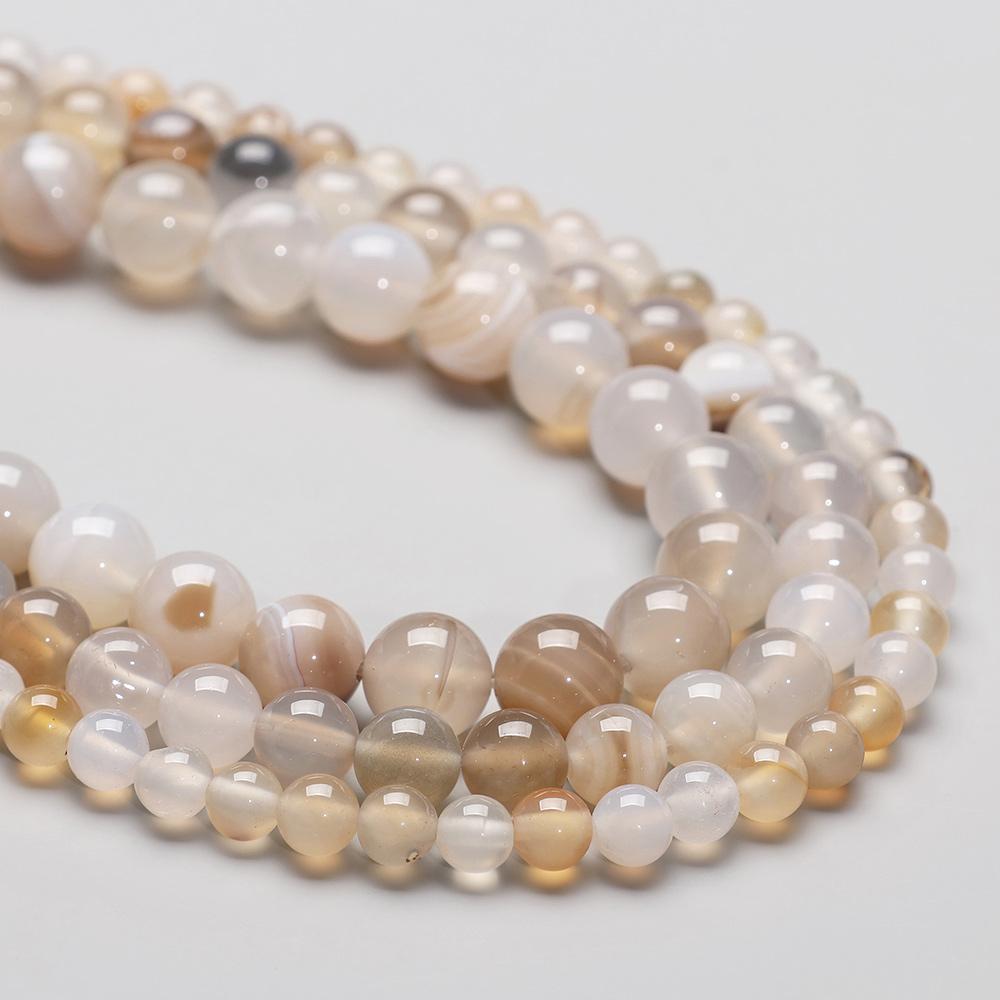 6 8 10mm Natural White Coffee Agate Beads Natural Stone Accessories Loose Spacer Beads For Jewelry Making 6mm(approx 62pcs)