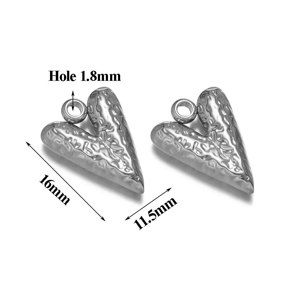 5pcs Stainless Steel Big Hole Heart Charms Pendants for DIY Jewelry Findings Women Necklace Bracelets Supplies Earrings Making
