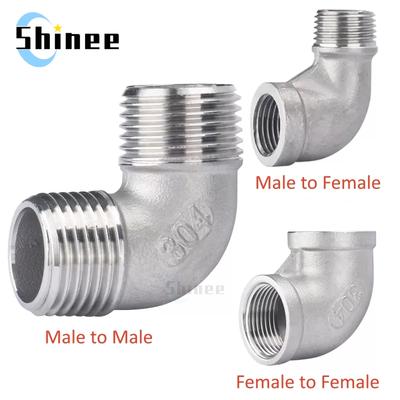 1/8" 1/4" 3/8" 1/2" 3/4" 1" Female X Male Thread Street Elbow 90 Degree Angled SS 304 Stainless Steel Pipe Fitting Connectors