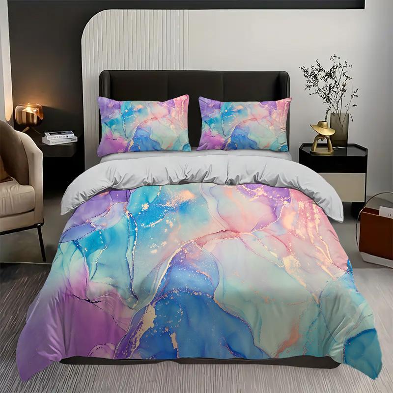 Colorful Painting 3D Printed Quilt Cover Set Luxury Home Textiles Soft Duvet Cover Pillowcases Modern Art Style Bedding Set