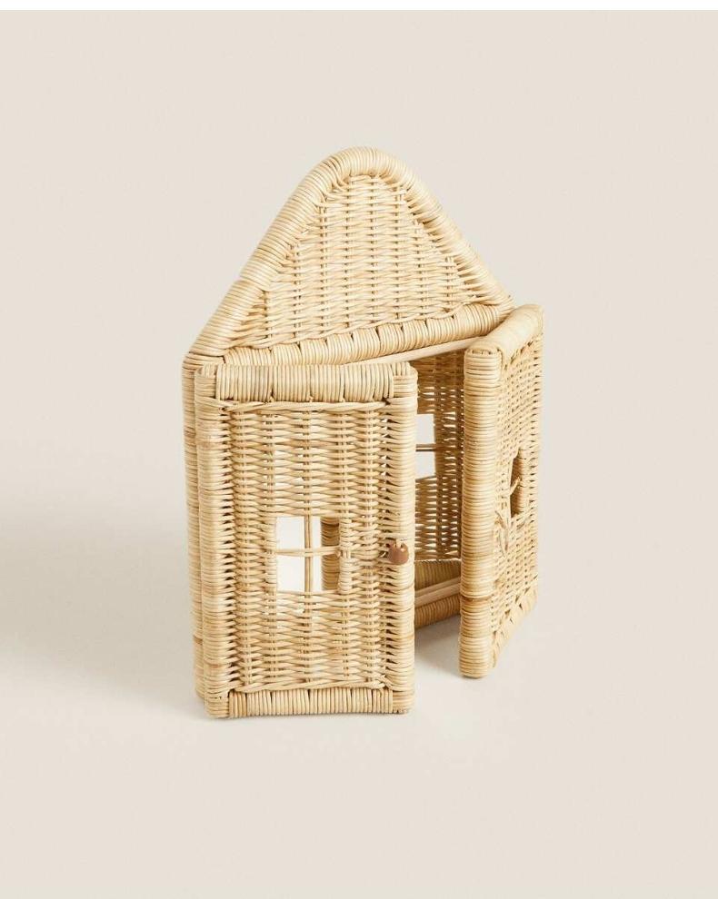 Rattan Hut Shaped Mirror with Souvenir Bedroom Wall Mounted Mirror