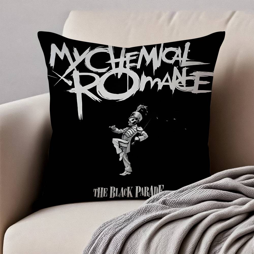 My C-Chemical Romance Pillow Case Anti-dustmite Pillowcase Invisible zipper silky short plush Sofa cushion cover