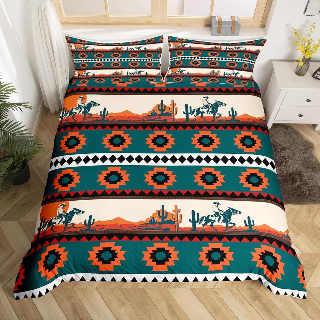 Comforter Geometric Stripes Tribal Style Queen King Size Western Cowboy Style Bedding Set Home Decor 3 Pcs With 2 S