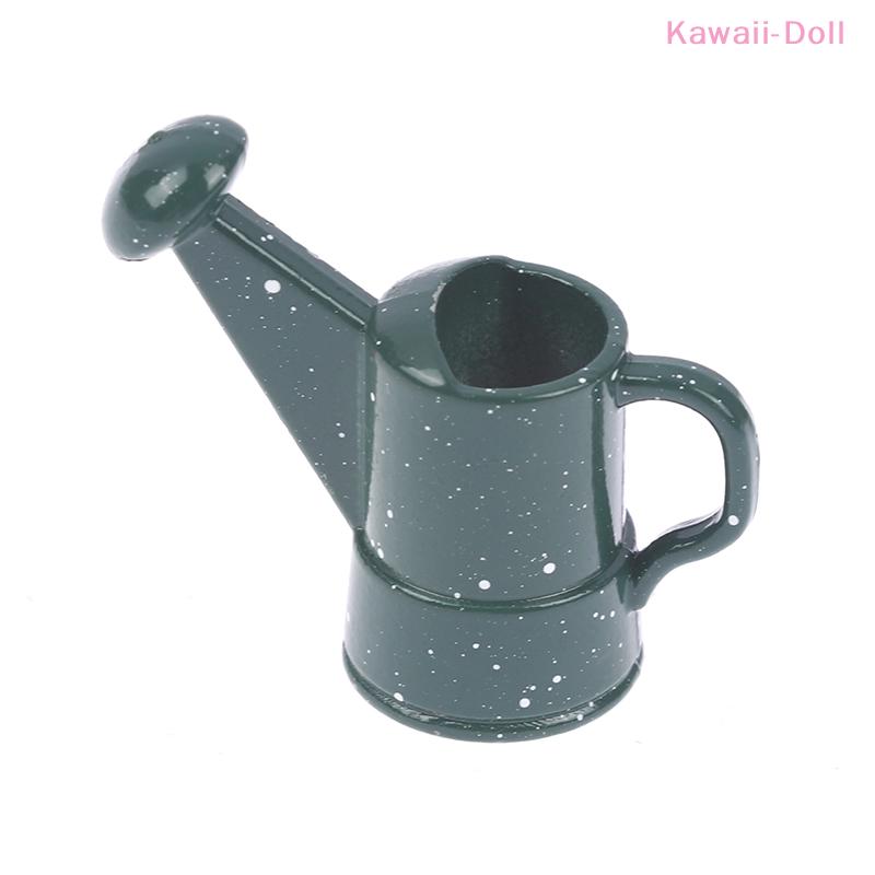 1Set 1: 12 Mini Metal Green Watering Pot Scissors Shovel Model Dollhouse Gardening Tool Set
