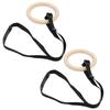 1 Pair Wooden Gymnastic Rings with Adjustable Buckle Straps 330lbs Capacity Pull Up Exercise Rings for Home Gym Workout