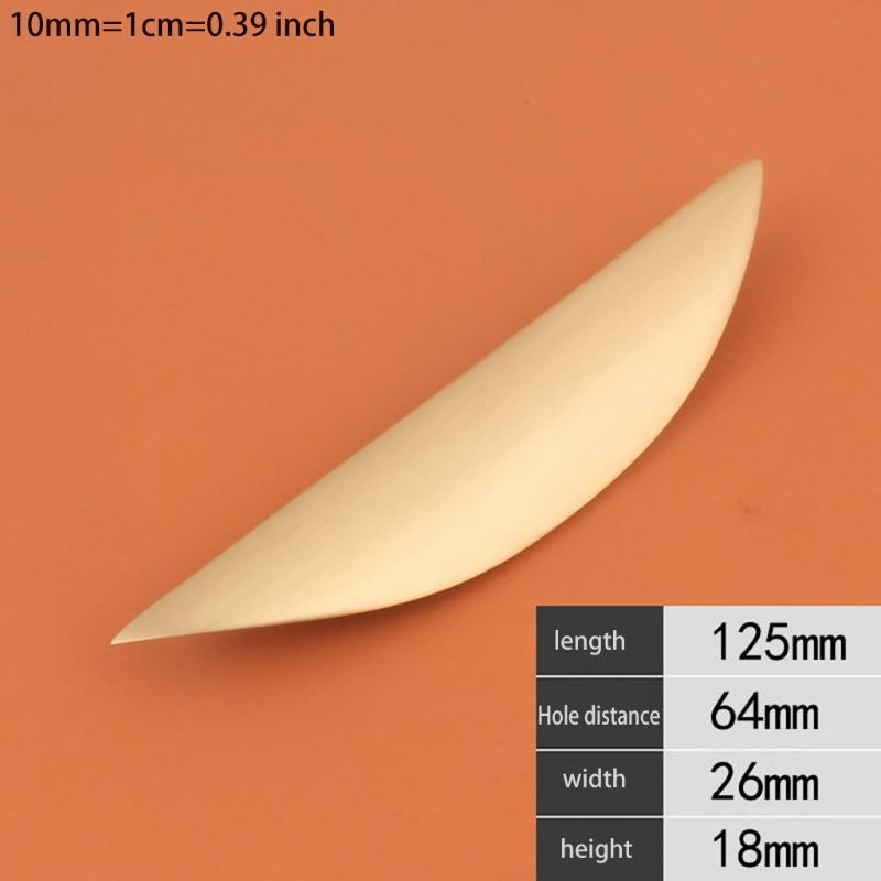 1PC Wardrobe Door Pulls Furniture Drawer Knob Handle Pulling Door Crescent Design Brass Handle Cupboard Shoe Cabinet