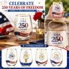 USA 250th Anniversary Commemorative Stemless Wine Glass 420ml Capacity 1776-2026 Printed Design Durable Glassware