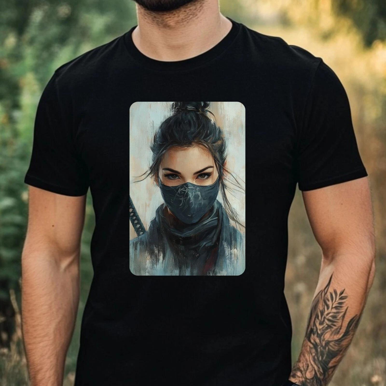 T-Shirt Herren Ninja Portrait Motiv Baumwolle Größe XS bis 5XL L