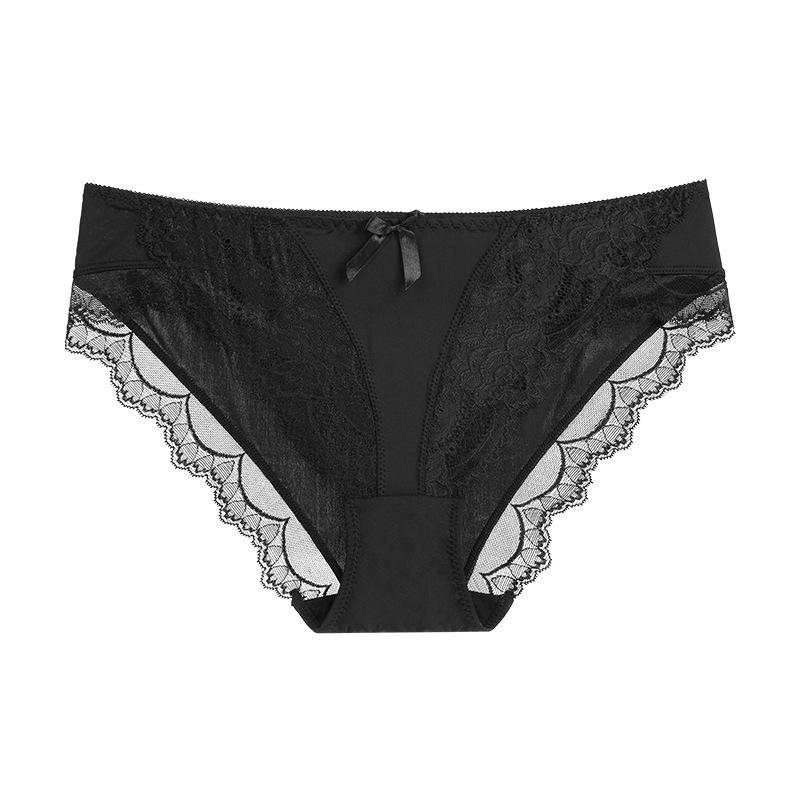 European & American Low-Rise Lace Ice Silk Panties - Women's Sexy Underwear with Cotton Crotch