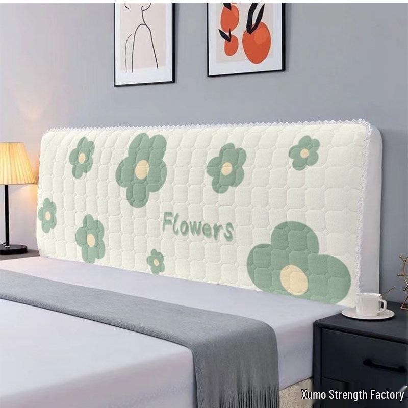 European-Style Quilted Headboard Dust Cover: Thickened Soft Upholstery, Solid Wood Compatible, Full Coverage Protection.