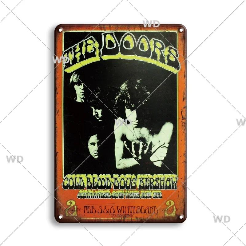 Retro Vintage Rock N Roll Band Metal Tin Sign - The Doors ZZTOP Queen Music Poster, Wall Decor Plaque Plate