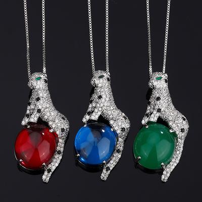 Autumn And Winter Jewelry Retro Simulation Color Treasure Plain Leopard Luxury Inlaid Main Stone 18 * 20