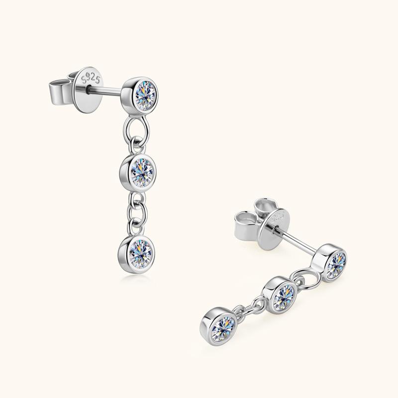 Silvere Glam The Versatile Moissanite Ear Studs, Women's Tassels, Niche Design, Exude A Sense Of Sophistication. S925 Sterling Silver Earrings