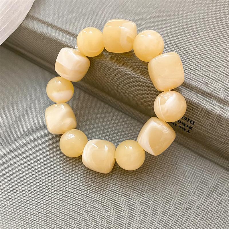 Acrylic Irregular Square Round Beaded Bracelets for Women Colorful Geometry Resin Bangles Simple Hand Jewelry Accessories
