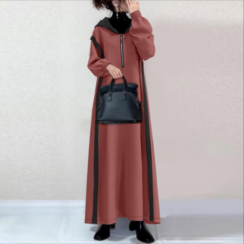 ZANZEA Women Hoodies Casual Loose Long Sleeve Hooded Dress 2XL розовый