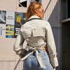 Trench ZIAI Gabardina corta de algodón con doble botonadura impermeable para mujer