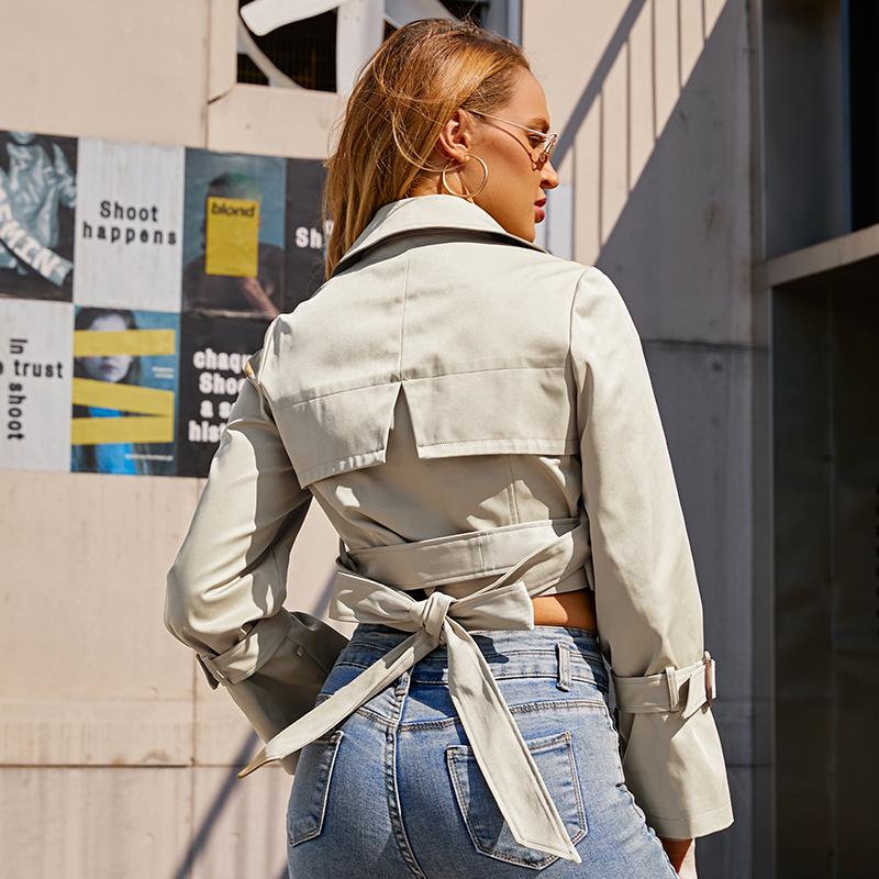 Trench ZIAI Gabardina corta de algodón con doble botonadura impermeable para mujer