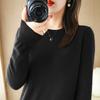 Women's Autumn And Winter Round Neck Sweater Women's Pullover Knit Sweater Solid Color Inner Layer Long Sleeved