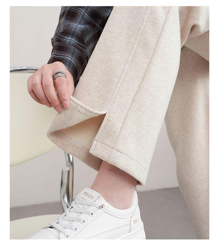 Women's High-Waisted Wool Wide-Leg Pants - Cozy Autumn/Winter Slimming Casual Trousers