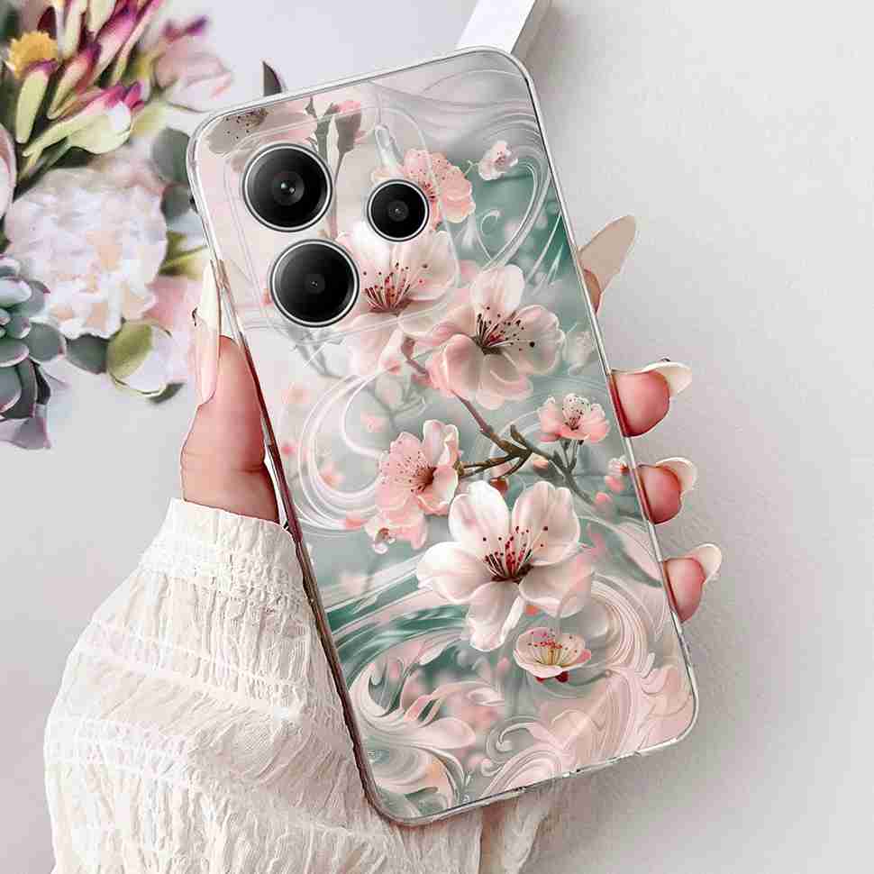For Xiaomi Redmi Note 14 Pro 5G Case Beautiful Flower Heart Cover Soft Silicone Casing For Redmi Note 14 Note14 4G Cover Coque