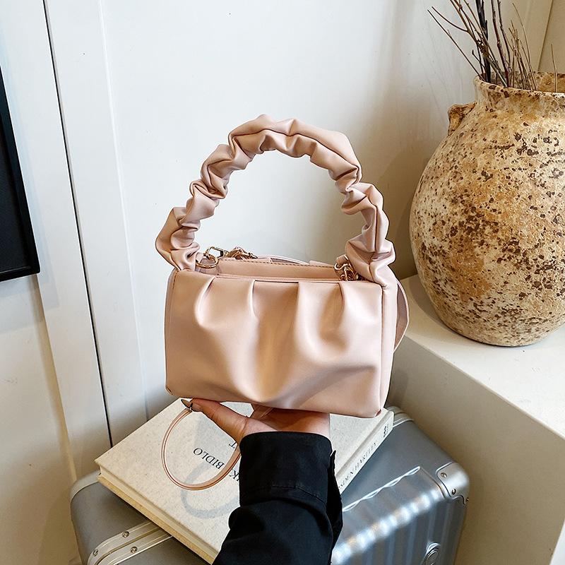 

Popular bags women s new trendy fashion pleated handbags, high-quality textured shoulder messenger bags