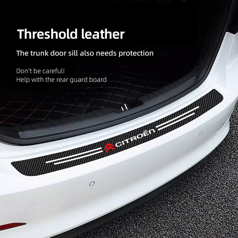 Leather Car Door Sill Protector Carbon Fiber Threshold Stickers For Citroen e-C3 e-C4 X C5X C3 C4 Cactus Picasso C-Crosser C6 C1