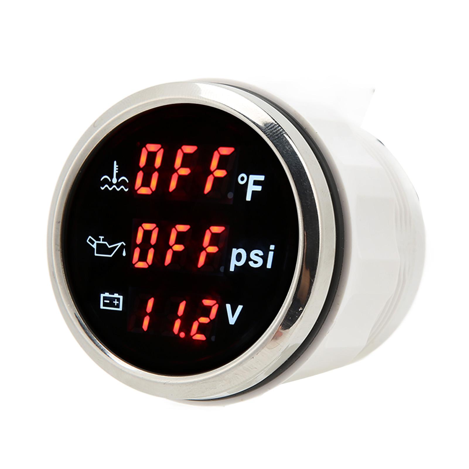 

52mm 3 in 1 Digital Water Temperature Gauge DC 9 to 32V Accurate for RV Yacht Boat Ship Car Motorcyc
