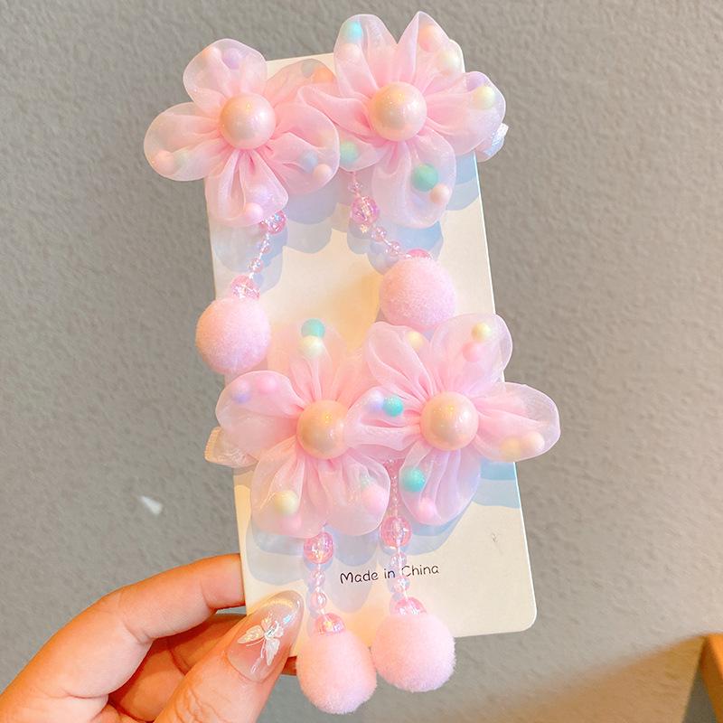 

Children s Pink Fairy Flower Hair Tie - Hair-Friendly Pompom Ponytail Ring