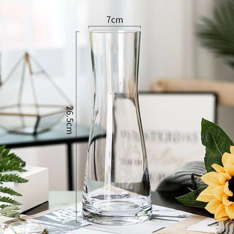 Nordic Cone-Shaped Transparent Glass Vase for Lucky Bamboo and Flowers