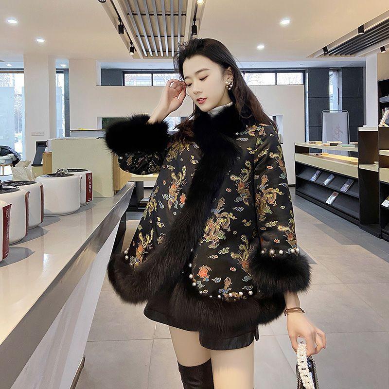 New imitation fox fur imitation coat women's cape coat dragon and phoenix chengxiang