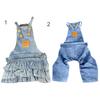 Pet Denim Jumpsuit Solid Color Cosplay Anti-fade Pet Jean Overalls Strap Dress Clothes for Teddy