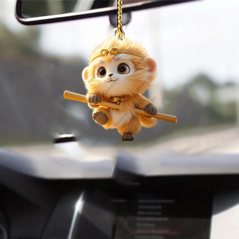 Double-Sided HD Acrylic Monkey Wukong Hoop Car Pendant & Christmas Ornament