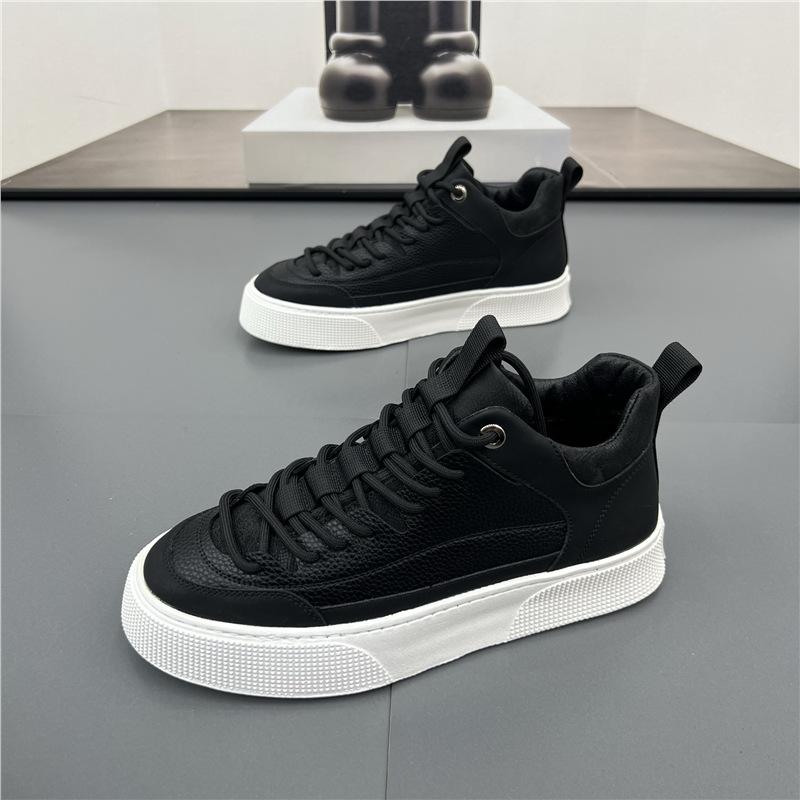 Autumn and winter new leather high-top sports and leisure board shoes thick soles zmd