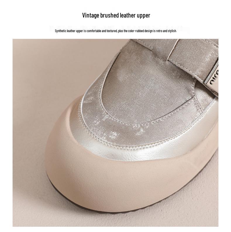 Women's Retro Leather Slip-On Sneakers - Breathable Spring/Summer Casual Low-Cut Shoes