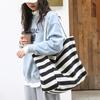 Casual Style Women’s Handbags New Fashion Large Capacity Striped Canvas Underarm Shoulder Bags Ladies Commuter Totes CLE