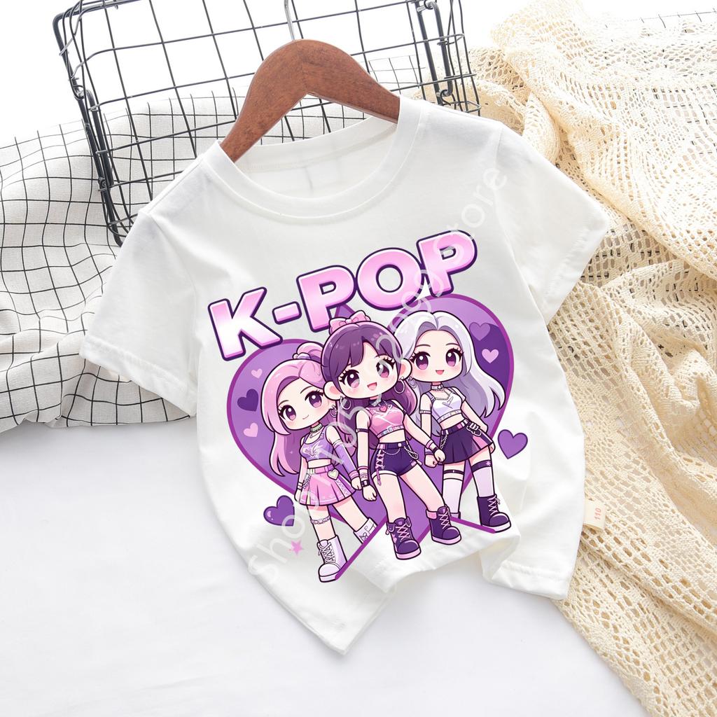 Kpop Childrens T Shirt Cartoon Graphic Short Sleeve Summer Comfortable Top Funny Gift for Fans Harajuku TShirts Girls Clothes