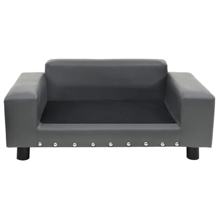 VidaXL Canapé pour Chien Gris 81x43x31 cm Peluche et Similicuir Sofa pour Chat 170953